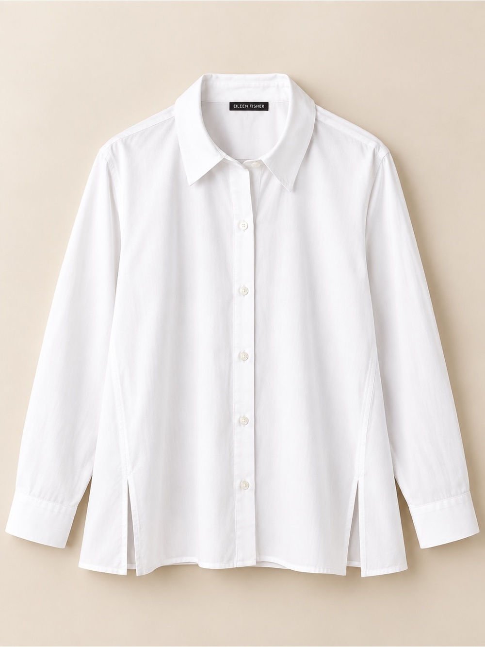 Eileen Fisher Organic Cotton Poplin Shirt Oversized Classic White SIZE Large